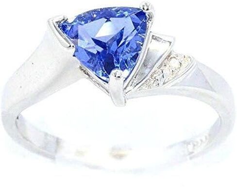 1.5 Ct CZ Tanzanite & Diamond Trillion Ring .925 Sterling Silver in Saudi Arabia