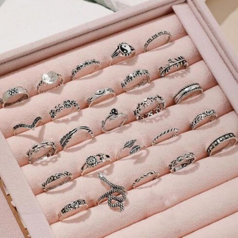 Chotsian Vintage Stackable Knuckle Rings Set Y2K Gothic Retro Stacking Ring Silver Tone Zinc Alloy Multi-Style Ring Set for Women Men Festival Gift Daily Wear in Saudi Arabia