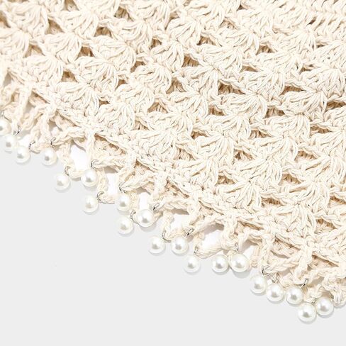 Julpsk Women's Lightweight Handmade Crochet Hat Boho Pearl Trim Beanie Cap for Beach Travel in Saudi Arabia