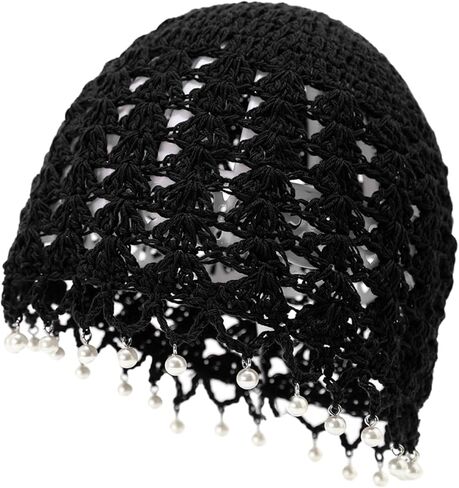 Julpsk Women's Lightweight Handmade Crochet Hat Boho Pearl Trim Beanie Cap for Beach Travel in Saudi Arabia