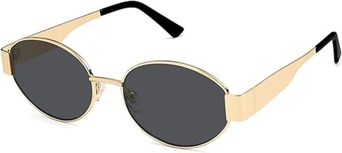 YUIAAOKY Retro Oval Sunglasses for Women Men Trendy Designer Sun Glasses Classic Metal Frame Shades 90s Gold Glasses in Saudi Arabia
