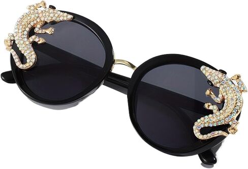 IYANCHENG Sparkling Animal Oval Frame Fashion Sunglasses - Playful & Elegant for Everyday Wear in Saudi Arabia