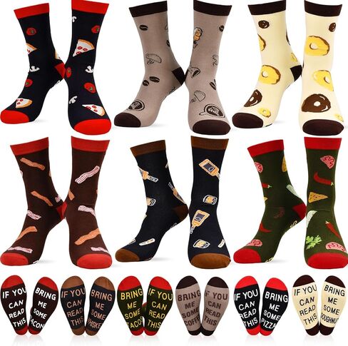 Viwnrxta Funny Food Socks for Man and Woman,6 Pcs Food Lovers Fun Cozy Crazy Novelty Fashion Cotton Socks in Saudi Arabia