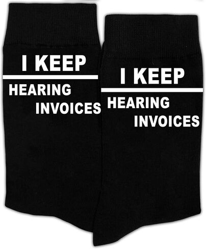 GRXXPIP جوارب I Keep Hearing Invoices Socks - جوارب مضحكة للمحاسبين من أجل CPA، ومحاسبي الحسابات والمحترفين الماليين، هدية فكاهة المكتب لزملاء العمل، موسم الضرائب، هدية عيد الميلاد أو عيد الميلاد.(139) in Saudi Arabia