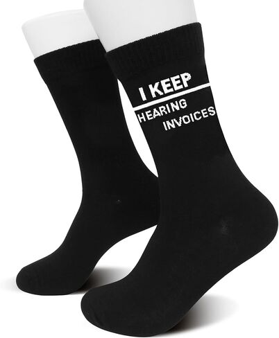 GRXXPIP جوارب I Keep Hearing Invoices Socks - جوارب مضحكة للمحاسبين من أجل CPA، ومحاسبي الحسابات والمحترفين الماليين، هدية فكاهة المكتب لزملاء العمل، موسم الضرائب، هدية عيد الميلاد أو عيد الميلاد.(139) in Saudi Arabia