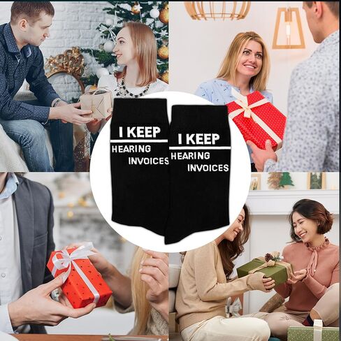 GRXXPIP جوارب I Keep Hearing Invoices Socks - جوارب مضحكة للمحاسبين من أجل CPA، ومحاسبي الحسابات والمحترفين الماليين، هدية فكاهة المكتب لزملاء العمل، موسم الضرائب، هدية عيد الميلاد أو عيد الميلاد.(139) in Saudi Arabia