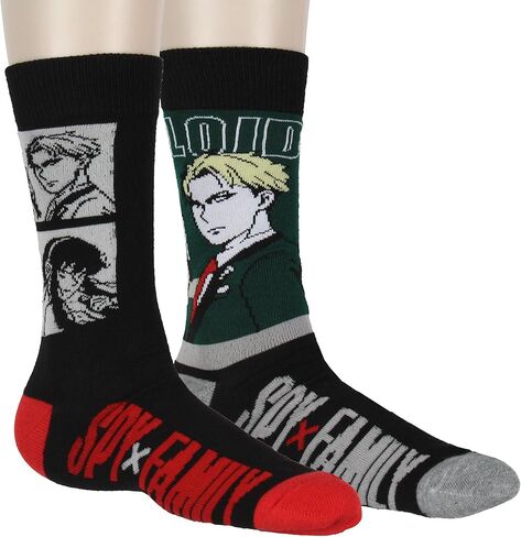 Bioworld Spy x Family Men's Loid 2-Pack Manga Anime Adult Mid-Calf Crew Socks in Saudi Arabia