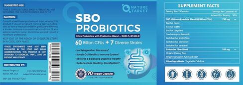 NATURE TARGET Probiotics for Women & Men, 60 Billion CFU, Prebiotics and Probiotic for Gut Health - SBO Probiotics Supports Digestive, Constipation, Diarrhea, Gas & Bloating, 90 Veggie Capsules in Saudi Arabia