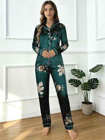 Women's Long-Sleeved Pajama Set, Elastic Waistband, Soft & Skin-Friendly Two-Piece Pajama Loungewear in Saudi Arabia