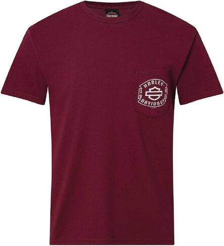Harley-Davidson Men's Captain Short Sleeve Chest Pocket Cotton T-Shirt, Maroon in Saudi Arabia
