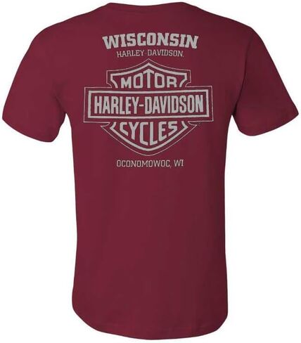 Harley-Davidson Men's Captain Short Sleeve Chest Pocket Cotton T-Shirt, Maroon in Saudi Arabia
