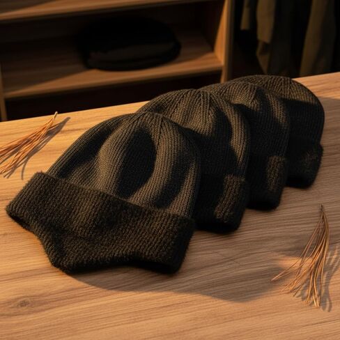 Chicingyou 4 Pack Winter Earflap Hats for Men Women Warm Thick Knitted Black Beanie Hats Stocking Caps for Outdoor Cold Weather in Saudi Arabia