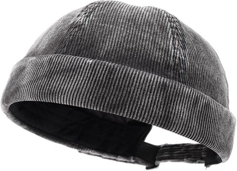 Gvatasz Corduroy Brimless Hats for Men Vintage Docker Hat Retro Beanie Hats Rolled Cuff Harbour Hat Sailor Cap Skullcap in Saudi Arabia