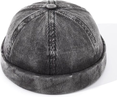 Gvatasz Corduroy Brimless Hats for Men Vintage Docker Hat Retro Beanie Hats Rolled Cuff Harbour Hat Sailor Cap Skullcap in Saudi Arabia