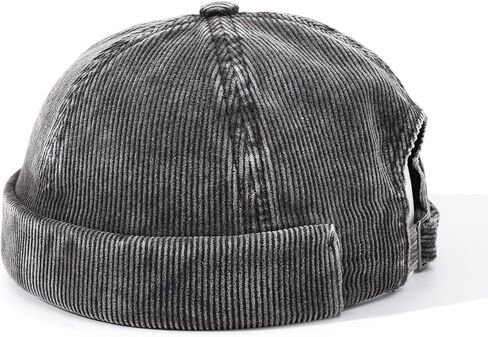 Gvatasz Corduroy Brimless Hats for Men Vintage Docker Hat Retro Beanie Hats Rolled Cuff Harbour Hat Sailor Cap Skullcap in Saudi Arabia