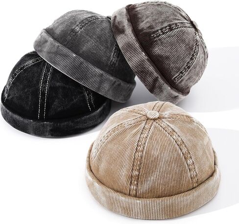 Gvatasz Corduroy Brimless Hats for Men Vintage Docker Hat Retro Beanie Hats Rolled Cuff Harbour Hat Sailor Cap Skullcap in Saudi Arabia
