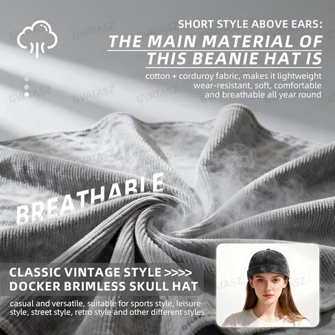 Gvatasz Corduroy Brimless Hats for Men Vintage Docker Hat Retro Beanie Hats Rolled Cuff Harbour Hat Sailor Cap Skullcap in Saudi Arabia