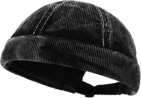 Gvatasz Corduroy Brimless Hats for Men Vintage Docker Hat Retro Beanie Hats Rolled Cuff Harbour Hat Sailor Cap Skullcap in Saudi Arabia