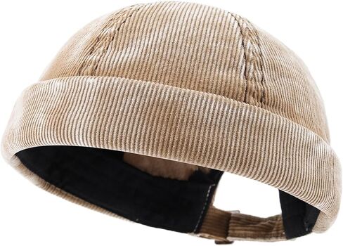 Gvatasz Corduroy Brimless Hats for Men Vintage Docker Hat Retro Beanie Hats Rolled Cuff Harbour Hat Sailor Cap Skullcap in Saudi Arabia