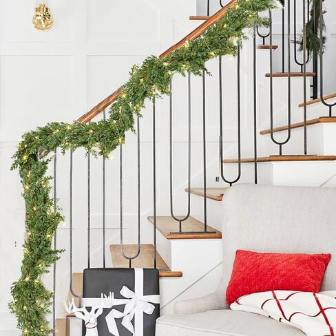 JoyHome 6FT الصنوبر إكليل عيد الميلاد الخضرة، واقعية الأرز السرو إكليل للمنزل رف الموقد الجدول الديكور المركزية in Kuwait