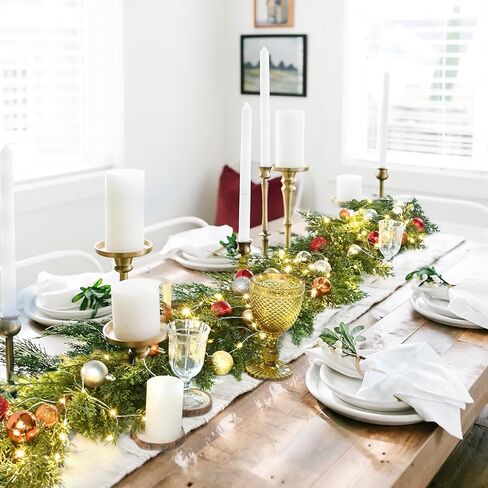 JoyHome 6FT الصنوبر إكليل عيد الميلاد الخضرة، واقعية الأرز السرو إكليل للمنزل رف الموقد الجدول الديكور المركزية in Kuwait