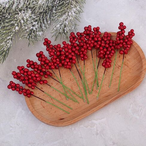 10 PCS Christmas Artificial Red Berry Ornament Decorative Faux Berries DIY Wreath Gift Xmas Party Home Decor 9.5cm in Saudi Arabia