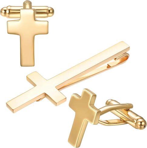 مقطع ربطة عنق الفضة الذهبية السوداء وأزرار أكمام للرجال مقاطع شريط التعادل. in Kuwait