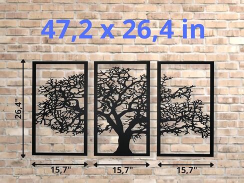 Vailla شجرة الحياة جدار الفن 3pcs شجرة العائلة جدار ديكور 3D جدار خشبي معلق النحت ديكور المنزل الحديث 3 لوحات منحوتات محكم لغرفة المعيشة غرفة نوم مكتب غرفة الطعام in Saudi Arabia