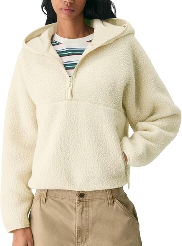 GTLIAE Women's Hoodie Half Zip Sherpa Fleece Pullover Lightweight Cropped Jacket with Zipper Pockets in Saudi Arabia