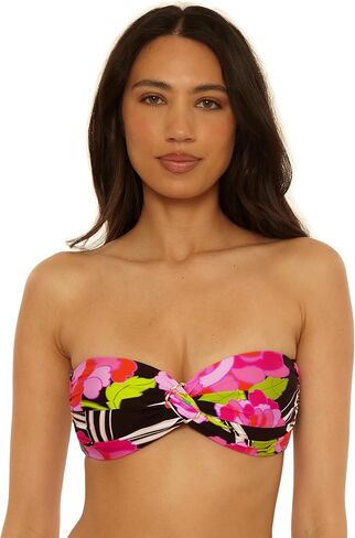 بيكيني علوي نسائي من Trina Turk Bougainvillea Ring Twist Bandeau، طباعة زهور، قابل للتعديل، ربطة عنق من الخلف، ملابس سباحة منفصلة in Saudi Arabia