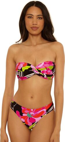 بيكيني علوي نسائي من Trina Turk Bougainvillea Ring Twist Bandeau، طباعة زهور، قابل للتعديل، ربطة عنق من الخلف، ملابس سباحة منفصلة in Saudi Arabia