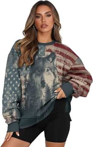 Tesivruno Oversized Sweatshirt for Womens Sweatshirt With Pockets Split Pullover Graphic Fashion Outfit Winter Clothes in Saudi Arabia