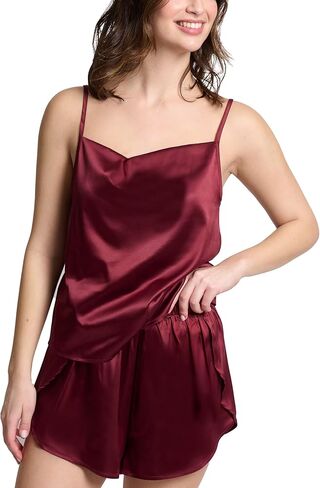 Mad Dog Satin Pajama Set For Women - Luxurious 2 Piece Silky Feel PJ Lounge Short Set, Elegant Nightwear, Silk Like Sleepwear in Saudi Arabia