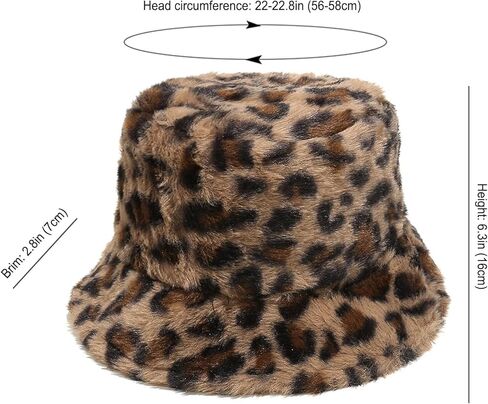 Leopard Print Bucket Hats for Women Men Winter Plush Fuzzy Bucket Hat Faux Fur Cheetah Pattern Fisherman Cap Warm Thick Caps in Saudi Arabia