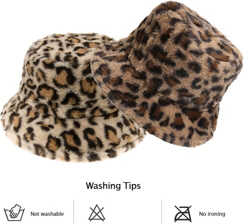 Leopard Print Bucket Hats for Women Men Winter Plush Fuzzy Bucket Hat Faux Fur Cheetah Pattern Fisherman Cap Warm Thick Caps in Saudi Arabia