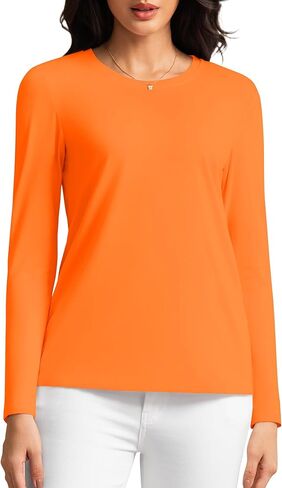 Bsoiky Cotton Long Sleeve T Shirts for Women Relaxed Fit Crewneck Tshirts Casual Soft Layering Tops Tee Basic Undershirt 2025 in Saudi Arabia