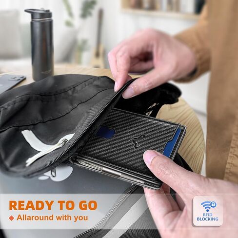 محفظة رجالية، محفظة جيب أمامي نحيفة من الجلد الطبيعي للهدايا الرجالية 11 بطاقة حجب RFID in Saudi Arabia