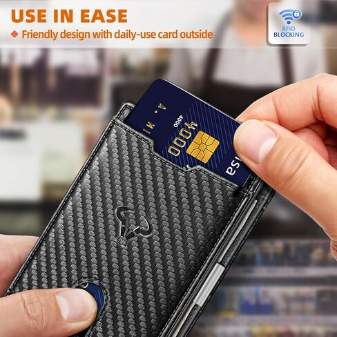محفظة رجالية، محفظة جيب أمامي نحيفة من الجلد الطبيعي للهدايا الرجالية 11 بطاقة حجب RFID in Saudi Arabia