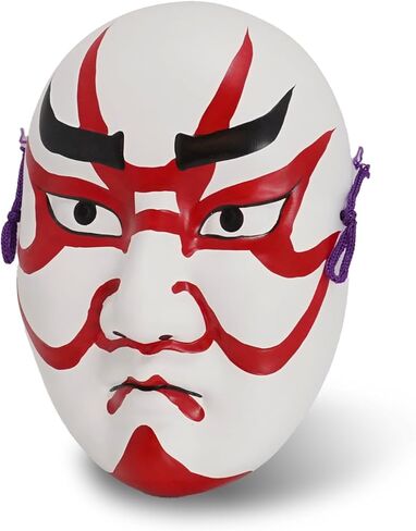 COTONOHA Kumatori Mask Traditional Japanese Ceramic 7.1 Inches - Hand-Painted Red and Black Hanging Decor for Home or Office in Saudi Arabia