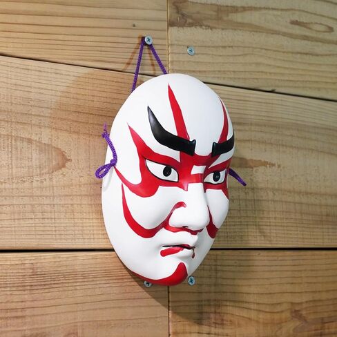 COTONOHA Kumatori Mask Traditional Japanese Ceramic 7.1 Inches - Hand-Painted Red and Black Hanging Decor for Home or Office in Saudi Arabia
