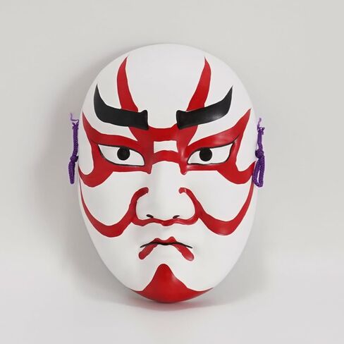 COTONOHA Kumatori Mask Traditional Japanese Ceramic 7.1 Inches - Hand-Painted Red and Black Hanging Decor for Home or Office in Saudi Arabia