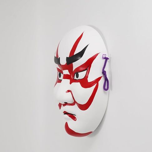 COTONOHA Kumatori Mask Traditional Japanese Ceramic 7.1 Inches - Hand-Painted Red and Black Hanging Decor for Home or Office in Saudi Arabia