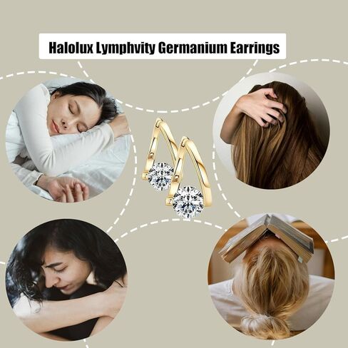 2 أزواج من أقراط Halolux Lymphvity Germanium، Flysmus Halolux Lymphvity الصرف مكعب زركونيا أقراط Lymphati Activity هوب أقراط للنساء Lymphvity Therapy Earring Jewelry in Kuwait