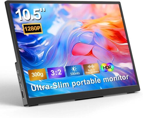 شاشة محمولة 10.5 '' 1920 * 1280 Ultra-Slim Mini 3: 2 ， USB C HDMI HDR شاشة محمولة للكمبيوتر المحمول/التبديل/الصفحة الرئيسية/السفر in Kuwait