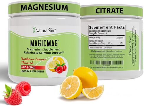 NaturalSlim MagicMag Magnesium Packets 30 Stick Pack Magnesium Citrate Powder – Stress, Constipation, Muscle, Heart Health, and Sleep Support | Natural Strawberry & Lime Flavored Magnesium Supplement in Saudi Arabia