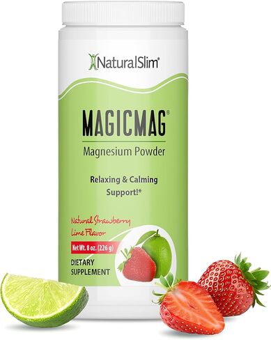NaturalSlim MagicMag Magnesium Packets 30 Stick Pack Magnesium Citrate Powder – Stress, Constipation, Muscle, Heart Health, and Sleep Support | Natural Strawberry & Lime Flavored Magnesium Supplement in Saudi Arabia