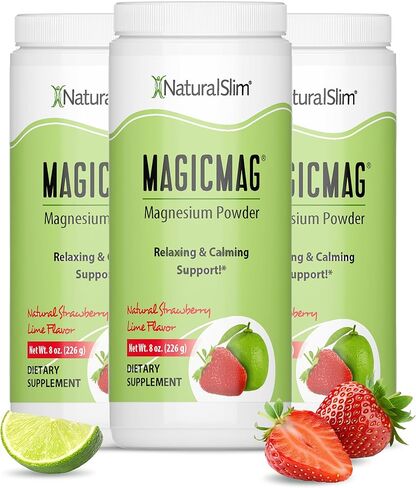NaturalSlim MagicMag Magnesium Packets 30 Stick Pack Magnesium Citrate Powder – Stress, Constipation, Muscle, Heart Health, and Sleep Support | Natural Strawberry & Lime Flavored Magnesium Supplement in Saudi Arabia