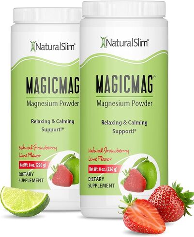 NaturalSlim MagicMag Magnesium Packets 30 Stick Pack Magnesium Citrate Powder – Stress, Constipation, Muscle, Heart Health, and Sleep Support | Natural Strawberry & Lime Flavored Magnesium Supplement in Saudi Arabia