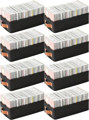 CD Storage Boxes-6 Pack CD Case Holder Holds Up To 120 Full Jewel Cases, Foldable Storage Cabinets with Handle, Black in Saudi Arabia