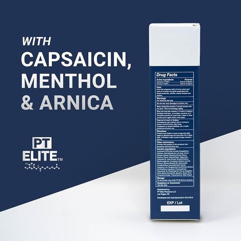 PT Elite Premium Pain Relief Cream, with Capsaicin, Menthol & Arnica, Arthritis, Knee, & Back Pain Relief, Soothes Sore Muscles & Joints, Reduces Stiffness, Non-Greasy, Topical Analgesic, 3.4 oz in Saudi Arabia